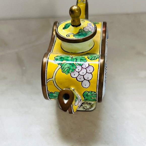 Authentic Kelvin Chen Butterfly Teapot No.132 | Taiwan Cloisonné Enamel | Grape - Picture 2 of 6